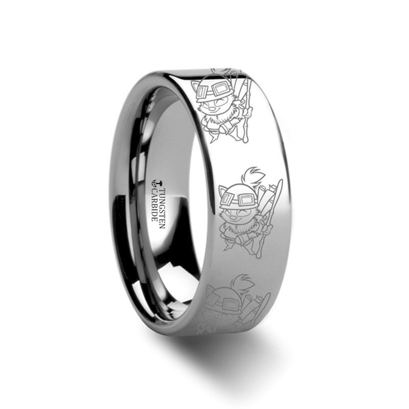 Teemo Swift Scout Polished Tungsten Engraved Ring League of Legends Band - 4mm-12mm- Sparkle & Jade-SparkleAndJade.com 