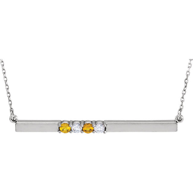 Thin Bar Family Birthstone Necklace - Engravable- Sparkle & Jade-SparkleAndJade.com 86092