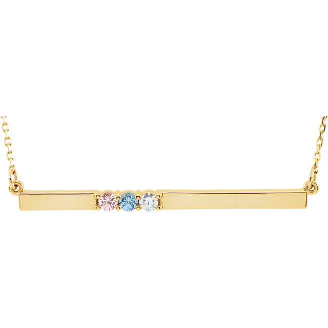 Thin Bar Family Birthstone Necklace - Engravable- Sparkle & Jade-SparkleAndJade.com 86092
