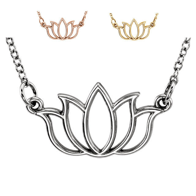 Tiny Posh Lotus Necklace - Solid Gold or Sterling Silver- Sparkle & Jade-SparkleAndJade.com 
