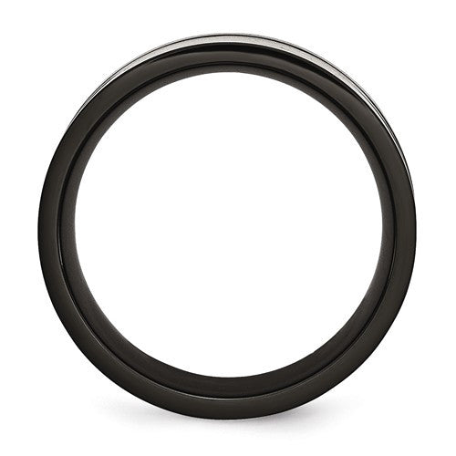 Titanium 9mm Black IP-Plated With Carbon Fiber Inlay Polished Band- Sparkle & Jade-SparkleAndJade.com 