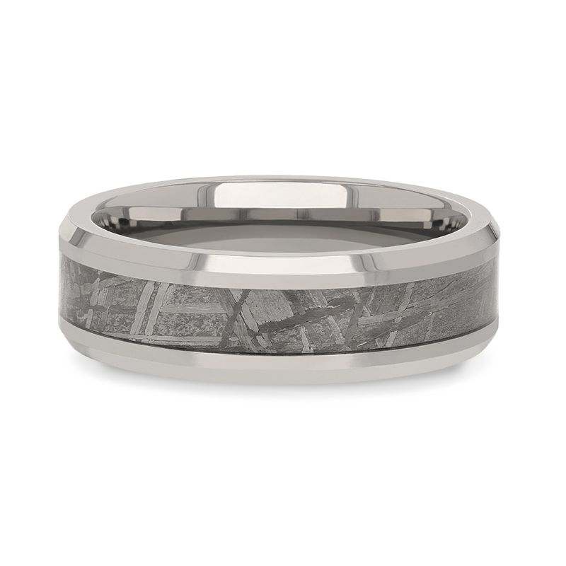 Titanium Meteorite Inlay Wedding Band - 8mm - CELESTIAL- Sparkle & Jade-SparkleAndJade.com 