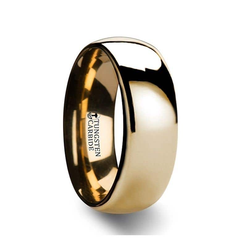 Traditional Domed Gold-Plated Tungsten Carbide Wedding Ring - 4mm - 10mm - Oro- Sparkle & Jade-SparkleAndJade.com W1967-DPGT