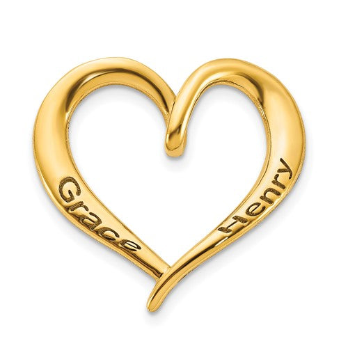 Two Name Engraved Antiqued Heart Pendant- Sparkle & Jade-SparkleAndJade.com XNA513GP