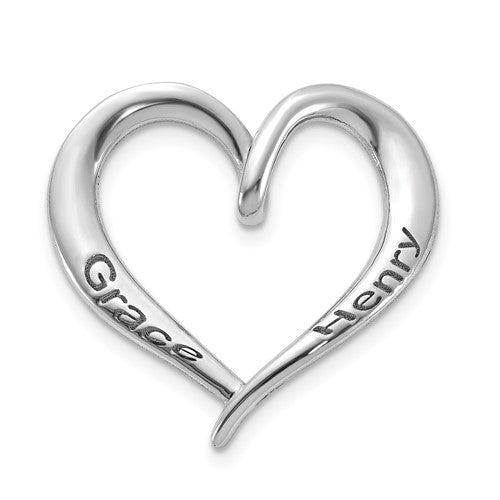 Two Name Engraved Antiqued Heart Pendant- Sparkle & Jade-SparkleAndJade.com XNA513SS