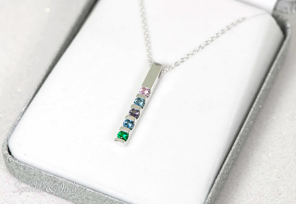 Hammered Birthstone Mother's Necklace in Sterling Silver | Laine Benthall