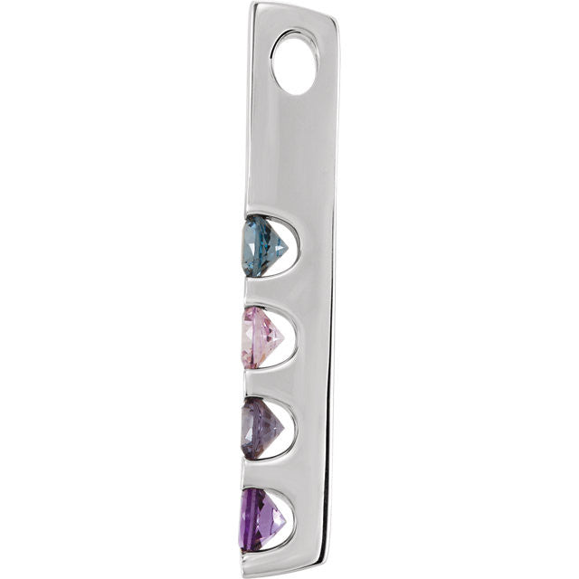 Vertical Bar Family Birthstone Pendant Necklace- Sparkle & Jade-SparkleAndJade.com 
