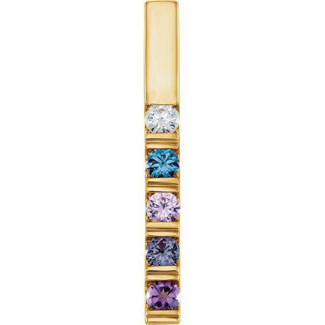 Vertical Bar Family Birthstone Pendant Necklace- Sparkle & Jade-SparkleAndJade.com 82564