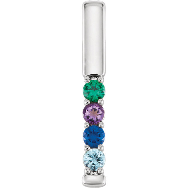Vertical Bar Prong Set Mother's Family Birthstone Pendant Necklace- Sparkle & Jade-SparkleAndJade.com 86513