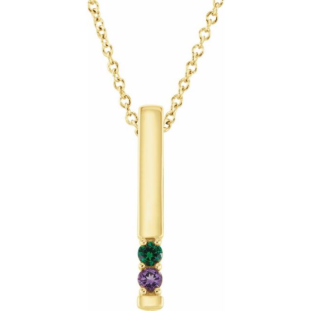 Vertical Bar Prong Set Mother's Family Birthstone Pendant Necklace- Sparkle & Jade-SparkleAndJade.com 