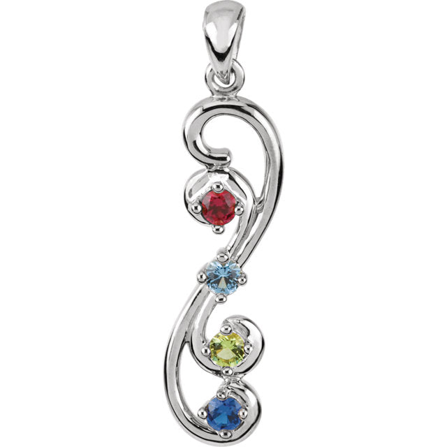 Vertical Double Swirl Mother's Family Birthstone Pendant or Necklace- Sparkle & Jade-SparkleAndJade.com 84562