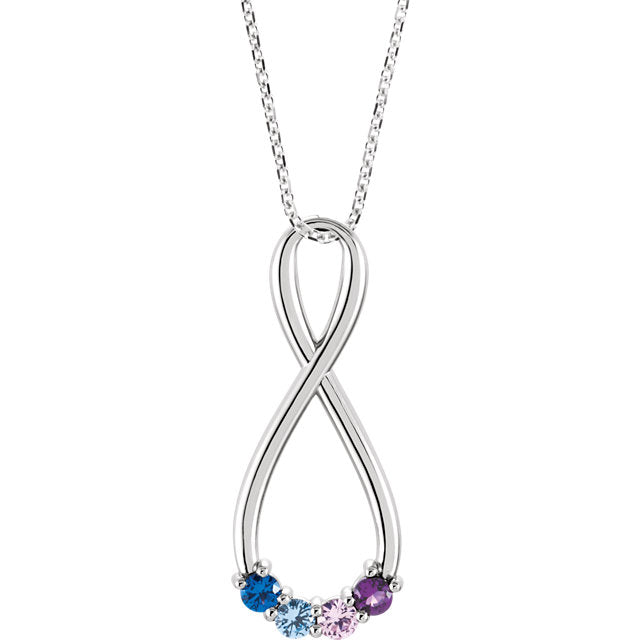 Vertical Infinity Mother's Family Birthstone Pendant or Necklace- Sparkle & Jade-SparkleAndJade.com 86161