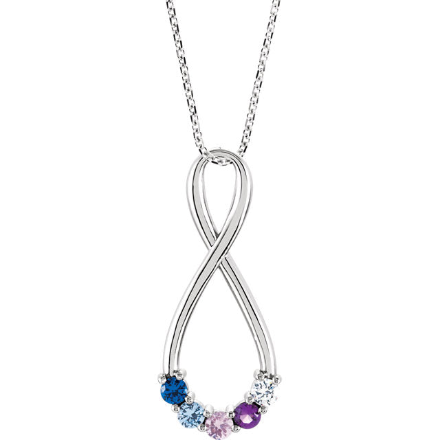 Personalized Birthstone Mother's Family Infinity Pendant Necklace