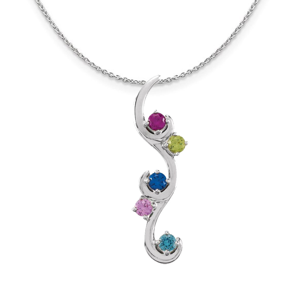 Vertical Swirl Mother's Family Birthstone Pendant or Necklace- Sparkle & Jade-SparkleAndJade.com 