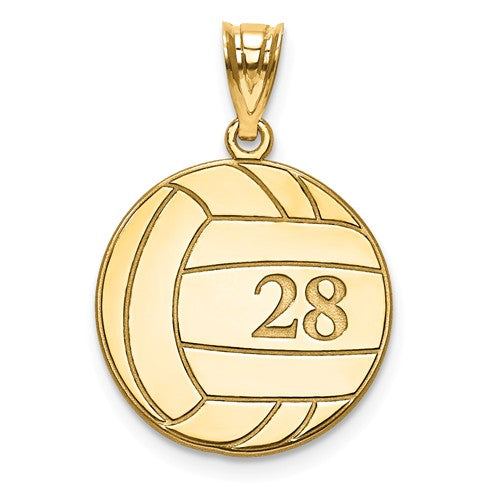 Volleyball Number And Name Pendant - Sterling Silver or Solid Gold- Sparkle & Jade-SparkleAndJade.com XNA696GP