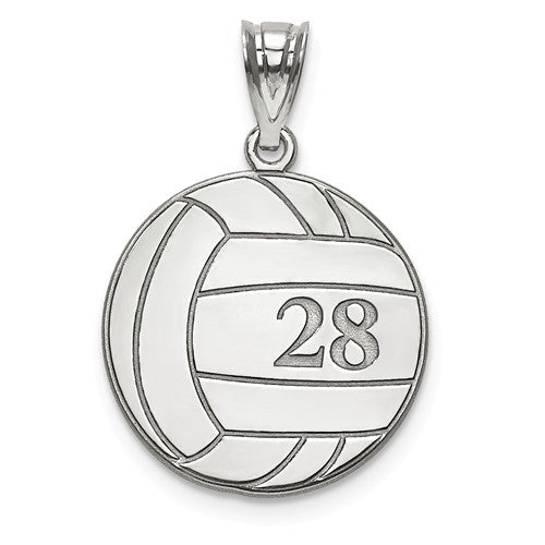 Volleyball Number And Name Pendant - Sterling Silver or Solid Gold- Sparkle & Jade-SparkleAndJade.com XNA696SS