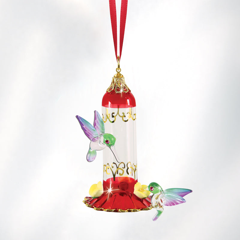 Glass Baron Hummingbird Feeder Handcrafted Glass Ornament- Sparkle & Jade-SparkleAndJade.com GM15148