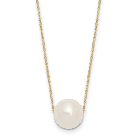 14K Gold White 10-11mm Freshwater Cultured Pearl Necklace- Sparkle & Jade-SparkleAndJade.com XF770-17 // XF681-17