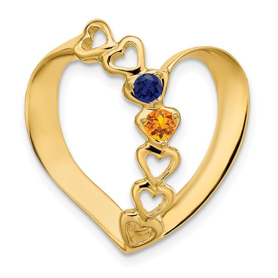 14k Gold Mother's Family Hearts Slide Pendant with Birthstones- Sparkle & Jade-SparkleAndJade.com XMP4/2