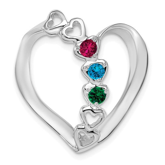 14k Gold Mother's Family Hearts Slide Pendant with Birthstones- Sparkle & Jade-SparkleAndJade.com XMPW4/3