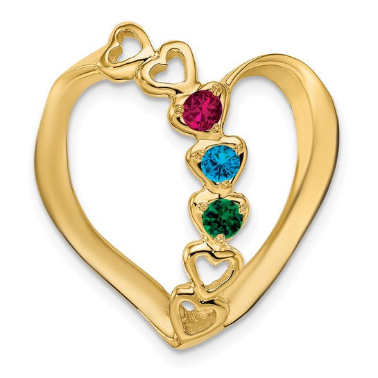 14k Gold Mother's Family Hearts Slide Pendant with Birthstones- Sparkle & Jade-SparkleAndJade.com XMP4/3