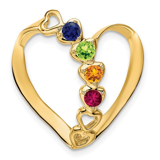 14k Gold Mother's Family Hearts Slide Pendant with Birthstones- Sparkle & Jade-SparkleAndJade.com XMP4/4