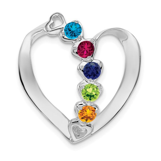 14k Gold Mother's Family Hearts Slide Pendant with Birthstones- Sparkle & Jade-SparkleAndJade.com XMPW4/5