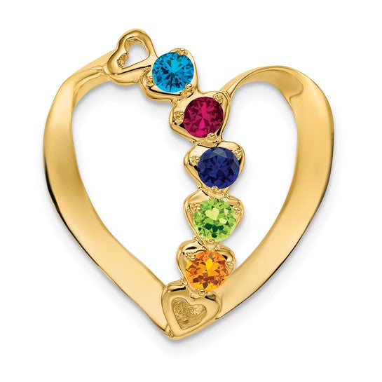 14k Gold Mother's Family Hearts Slide Pendant with Birthstones- Sparkle & Jade-SparkleAndJade.com XMP4/5