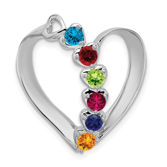 14k Gold Mother's Family Hearts Slide Pendant with Birthstones- Sparkle & Jade-SparkleAndJade.com XMPW4/6