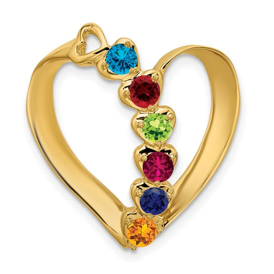 14k Gold Mother's Family Hearts Slide Pendant with Birthstones- Sparkle & Jade-SparkleAndJade.com XMP4/6