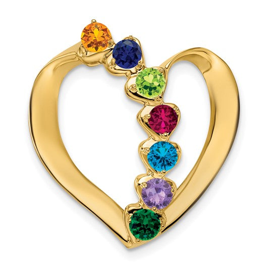 14k Gold Mother's Family Hearts Slide Pendant with Birthstones- Sparkle & Jade-SparkleAndJade.com XMP4/7