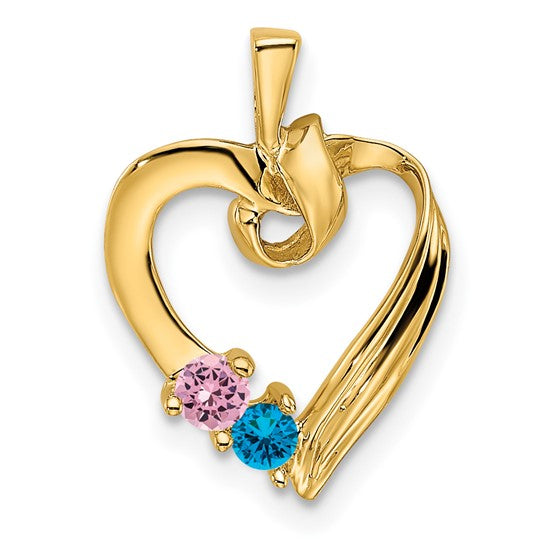 14k Gold Mother's Family Heart Pendant with Birthstones- Sparkle & Jade-SparkleAndJade.com XMP52/2