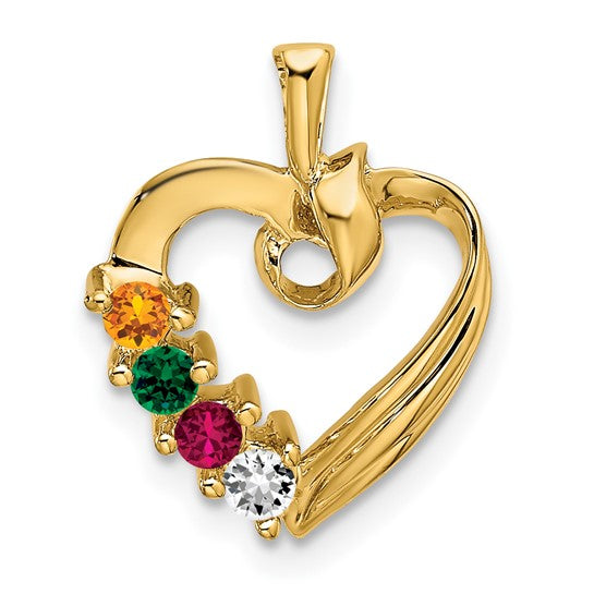 14k Gold Mother's Family Heart Pendant with Birthstones- Sparkle & Jade-SparkleAndJade.com XMP52/4