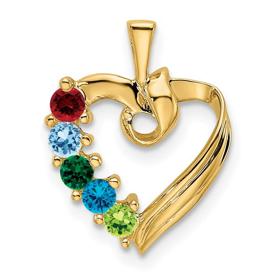 14k Gold Mother's Family Heart Pendant with Birthstones- Sparkle & Jade-SparkleAndJade.com XMP52/5