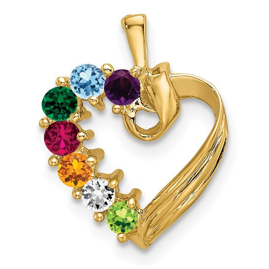 14k Gold Mother's Family Heart Pendant with Birthstones- Sparkle & Jade-SparkleAndJade.com XMP52/7