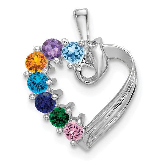 14k Gold Mother's Family Heart Pendant with Birthstones- Sparkle & Jade-SparkleAndJade.com XMPW52/7