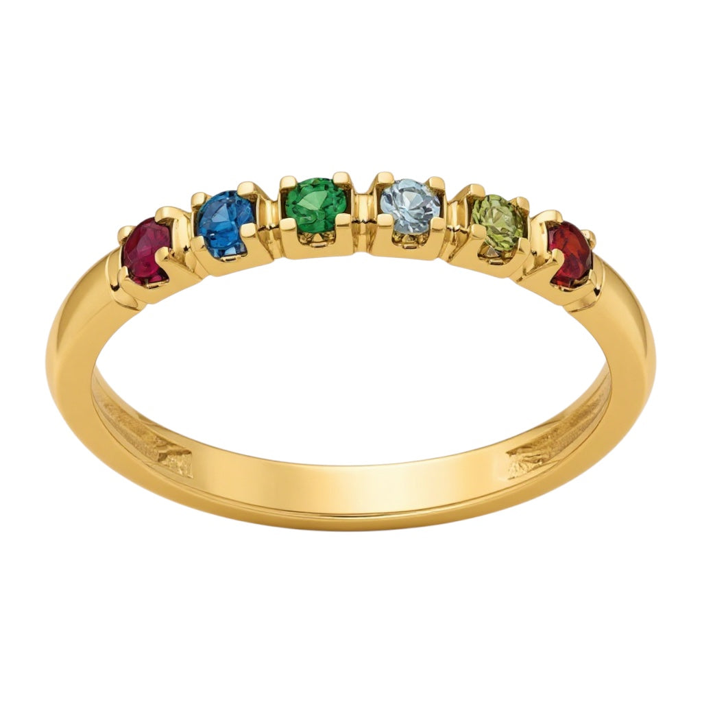 14k Gold 2mm Petite Stone Round Stone Mother's Family Ring- Sparkle & Jade-SparkleAndJade.com 