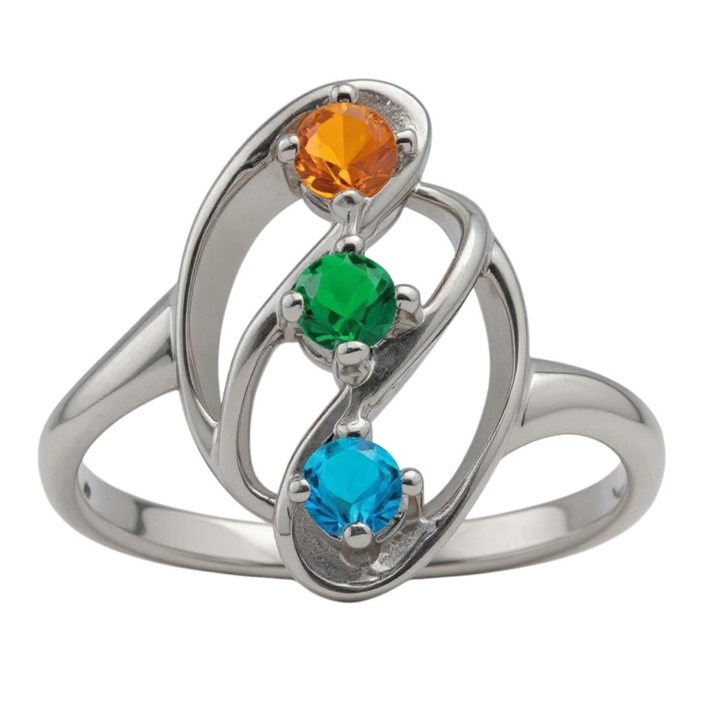 Openwork Mother's Family 3mm Birthstone Ring- Sparkle & Jade-SparkleAndJade.com 