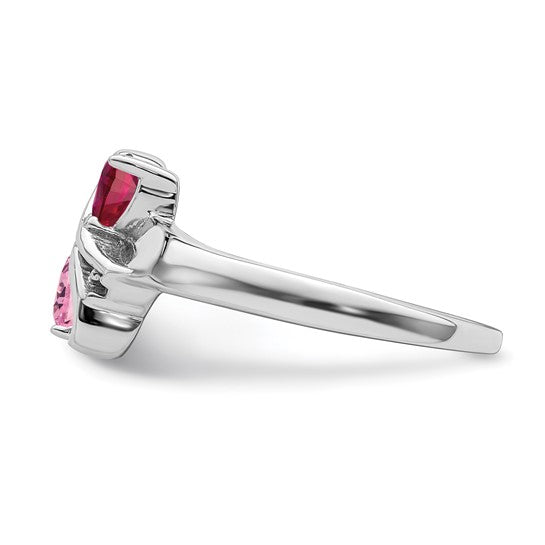 2 Stone Heart Birthstone Couple's or Mother's Diamond Accented Ring- Sparkle & Jade-SparkleAndJade.com 