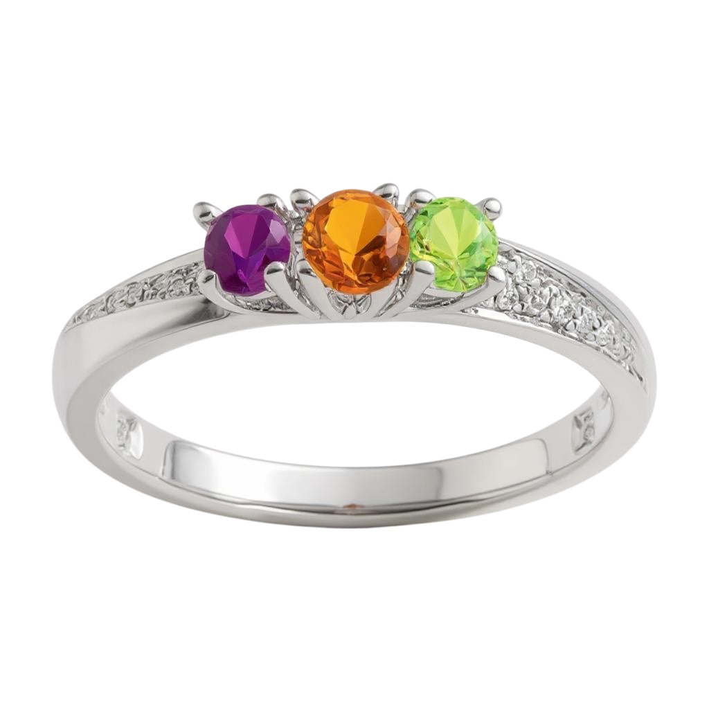 14k Gold Diamond Accented Mother's Family Birthstone Ring- Sparkle & Jade-SparkleAndJade.com 