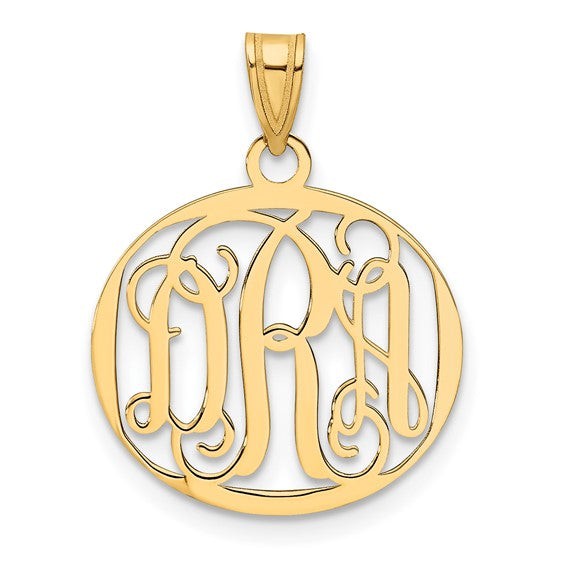 Small 18mm Circle Monogram Pendant - Sterling Silver or Solid Gold- Sparkle & Jade-SparkleAndJade.com 