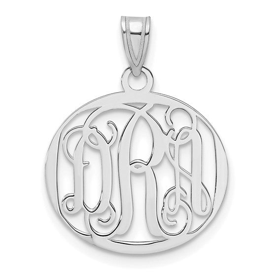 Small 18mm Circle Monogram Pendant - Sterling Silver or Solid Gold- Sparkle & Jade-SparkleAndJade.com 