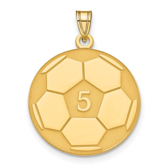 Soccer Ball with Number and Engraved Name Pendant - Sterling Silver or Solid Gold- Sparkle & Jade-SparkleAndJade.com 