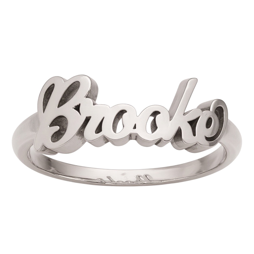 Sterling Silver or Solid Gold Casted High Polish Name Ring- Sparkle & Jade-SparkleAndJade.com 
