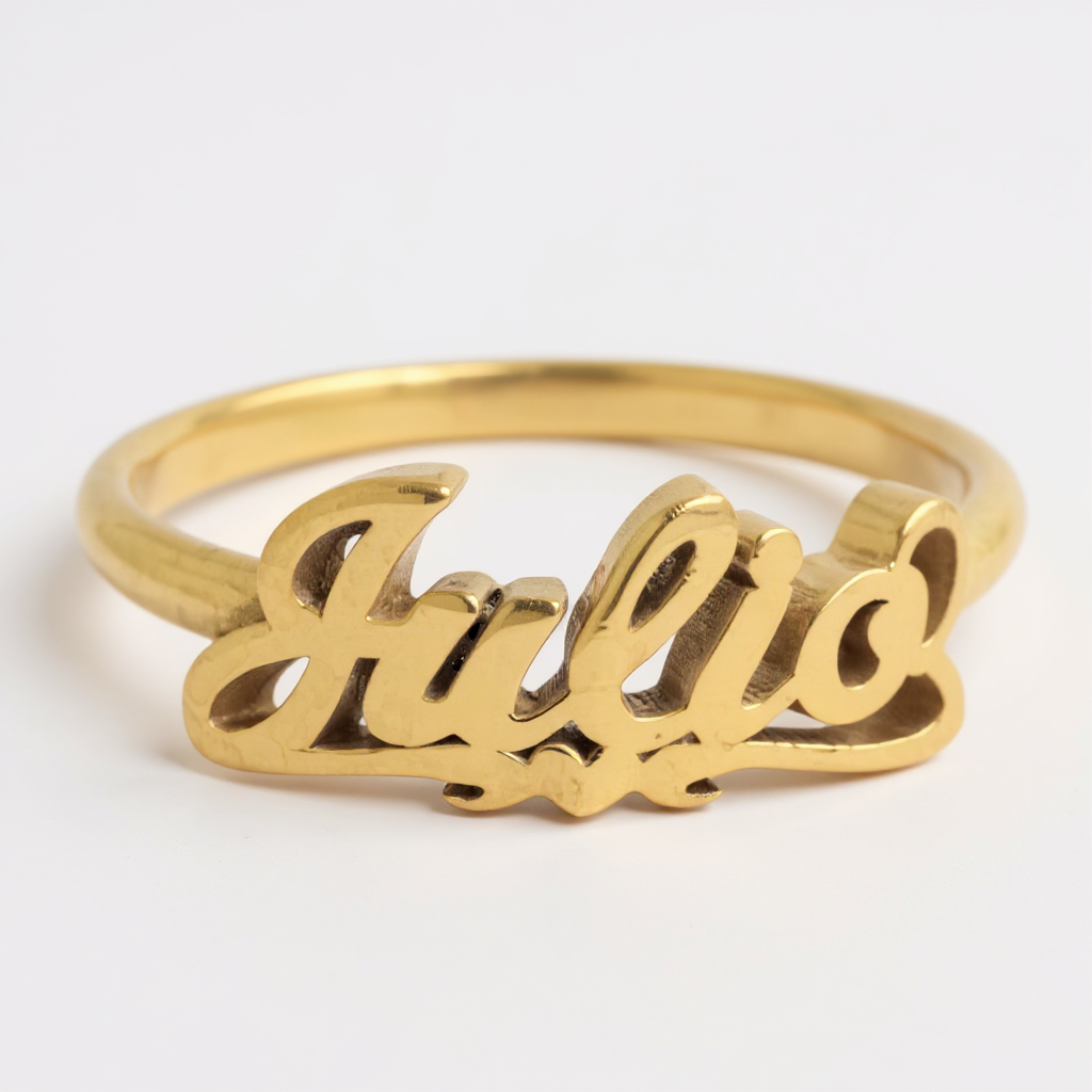 Sterling Silver or Solid Gold Underlined Name with Heart Ring- Sparkle & Jade-SparkleAndJade.com 