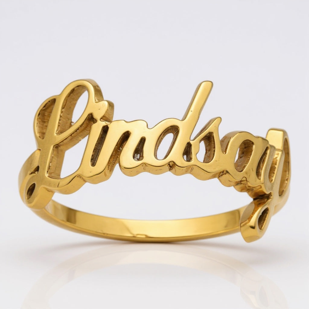 Laser Cut & Polished Name Ring - Sterling Silver or Gold- Sparkle & Jade-SparkleAndJade.com 