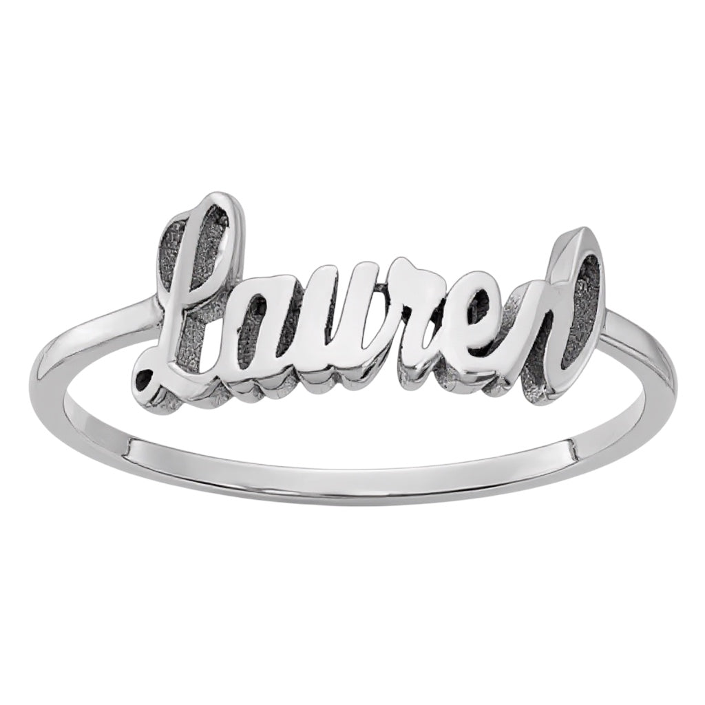 Laser Cut & Polished Name Ring - Sterling Silver or Gold- Sparkle & Jade-SparkleAndJade.com 
