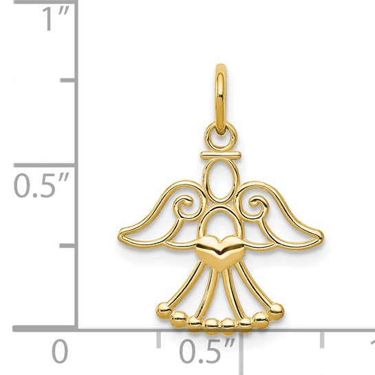 14k Gold Angel with Heart Petite Charm Pendant- Sparkle & Jade-SparkleAndJade.com XR1211