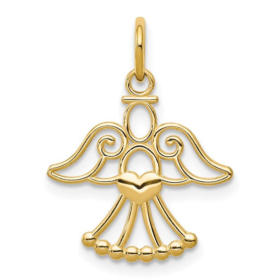 14k Gold Angel with Heart Petite Charm Pendant- Sparkle & Jade-SparkleAndJade.com XR1211