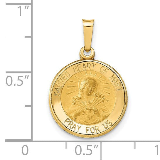 14k Gold Sacred Heart of Mary Medal Hollow Pendant- Sparkle & Jade-SparkleAndJade.com XR1261